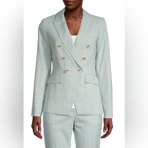 DKNY Women’s double breasted blazer in mint green - size 14